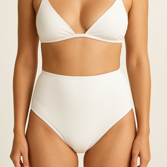 Sleeper White High Waisted Bikini Bottom Medium NWT Lined Swimwear - Picture 1 of 6